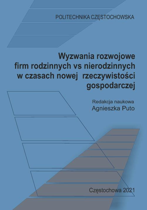 Tytuł: Wyzwania rozwojowe firm rodzinnych vs nierodzinnych w czasach nowej rzeczywistości gospodarczej
Autor: 
Wydawnictwo: Politechnika Częstochowska
Formaty: PDF