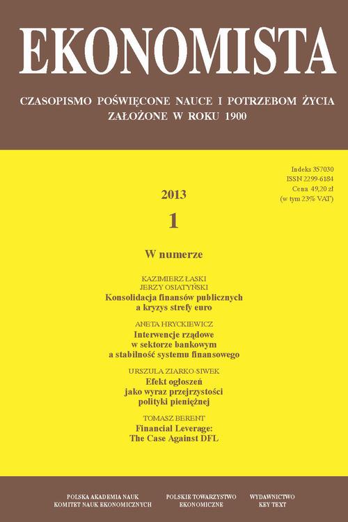 Tytuł: Ekonomista 2013 nr 1
Autor: Praca zbiorowa
Wydawnictwo: Key Text
Formaty: PDF