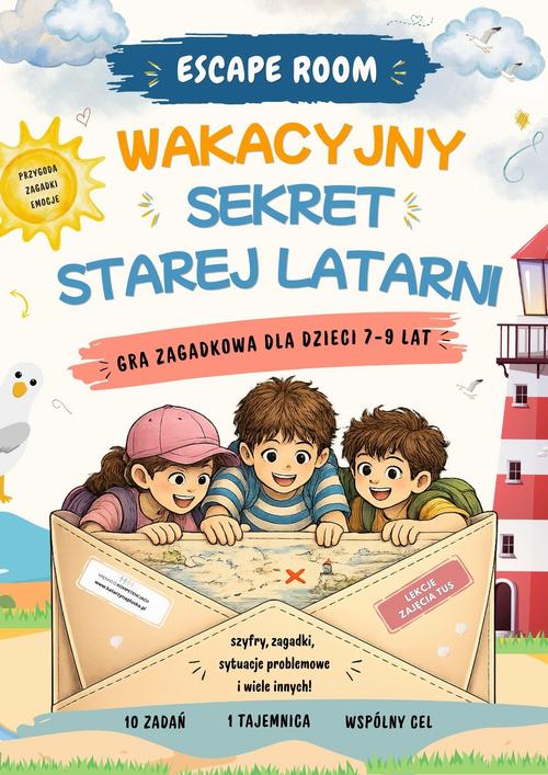 Tytuł: Escape room. Wakacyjny sekret starej latarni! Gra zagadkowa dla dzieci w wieku 7–9 lat
Autor: Katarzyna Skoczylas-Płuska
Wydawnictwo: Katarzyna Skoczylas-Płuska
Formaty: PDF