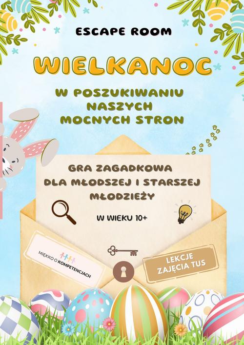 Tytuł: Escape room. Wielkanoc. W poszukiwaniu naszych mocnych stron. Gra zagadkowa dla młodzieży
Autor: Katarzyna Skoczylas-Płuska
Wydawnictwo: Katarzyna Skoczylas-Płuska
Formaty: PDF