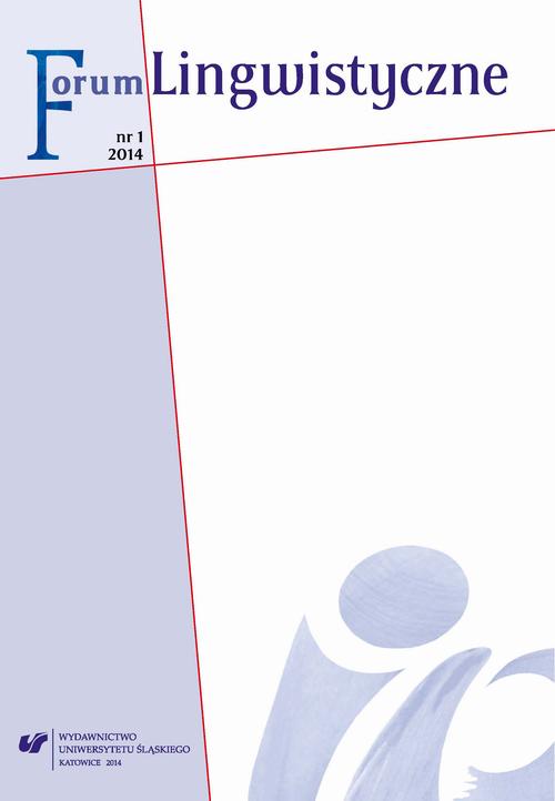 Tytuł: Forum Lingwistyczne 2014, nr 1
Autor: 
Wydawnictwo: Wydawnictwo Uniwersytetu Śląskiego
Formaty: PDF
