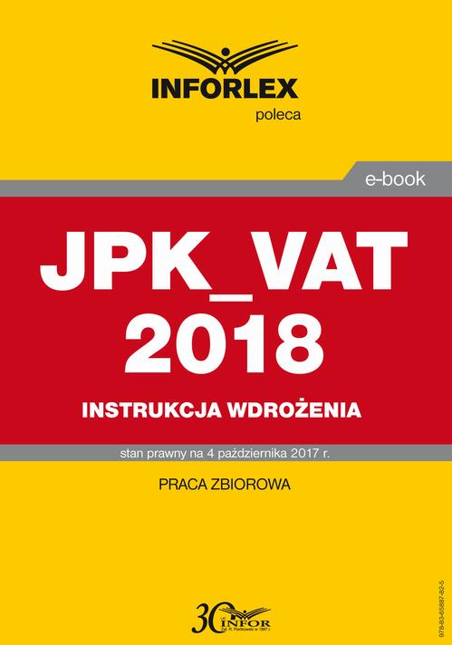 JPK_VAT 2018 Instrukcja wdrożenia — okładka e-booka
