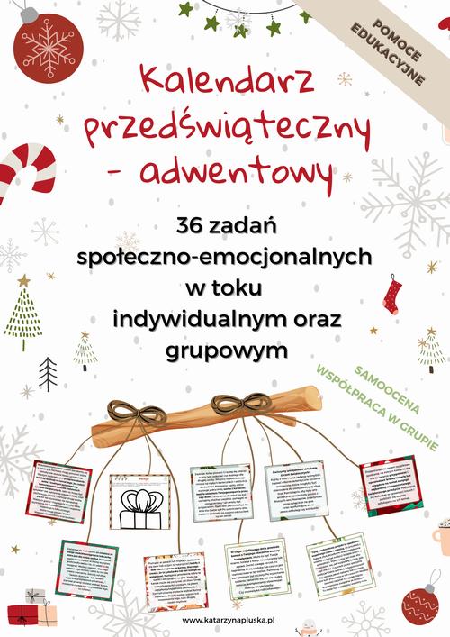 Tytuł: Kalendarz przedświąteczny – adwentowy. 36 zadań społeczno-emocjonalnych w toku indywidualnym oraz grupowym
Autor: Katarzyna Płuska
Wydawnictwo: Katarzyna Skoczylas-Płuska
Formaty: PDF