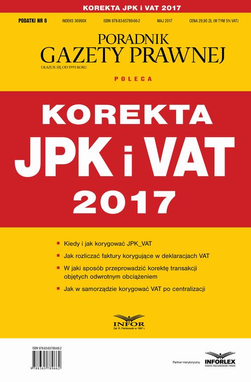 Korekta JPK i VAT 2017 — okładka e-booka