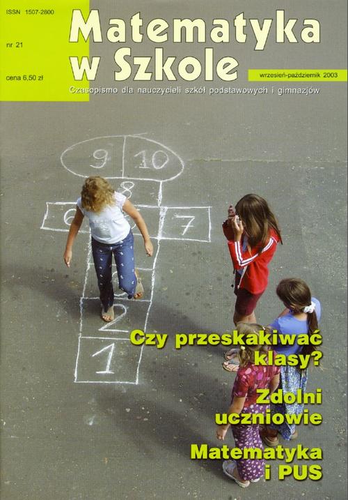 Tytuł: Matematyka w Szkole. Czasopismo dla nauczycieli szkół podstawowych i gimnazjów. Nr 21
Autor: Praca zbiorowa
Wydawnictwo: Gdańskie Wydawnictwo Oświatowe
Formaty: PDF
