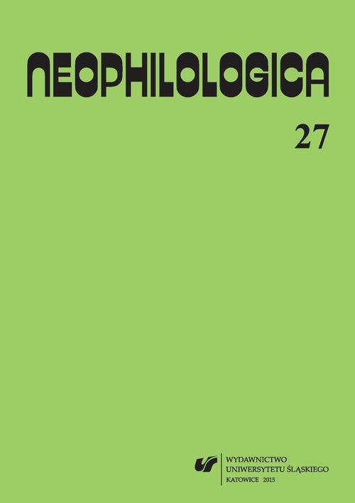 Neophilologica 2015. Vol. 27: La perception en langue et en discours — okładka wydania