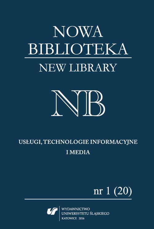 Tytuł: Nowa Biblioteka. New Library. Usługi, technologie informacyjne i media 2016, nr 1 (20): Międzynarodowe aspekty bibliotekarstwa
Autor: 
Wydawnictwo: Wydawnictwo Uniwersytetu Śląskiego
Formaty: PDF