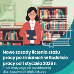 Nowe zasady liczenia stażu pracy po zmianach w Kodeksie pracy od 1 stycznia 2026 r. – jak wpływają na świadczenia dla nauczycieli bibliotekarzy — okładka e-booka