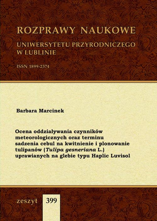 Tytuł: Ocena oddziaływania czynników meteorologicznych oraz terminu sadzenia cebul na kwitnienie i plonowanie tulipanów (Tulipa gesneriana L.)
Autor: Barbara Marcinek
Wydawnictwo: Uniwersytet Przyrodniczy w Lublinie
Formaty: PDF