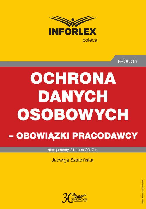 Ochrona danych osobowych – obowiązki pracodawcy — okładka e-booka