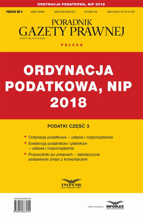 Ordynacja podatkowa, NIP 2018. Podatki część 3 — okładka e-booka