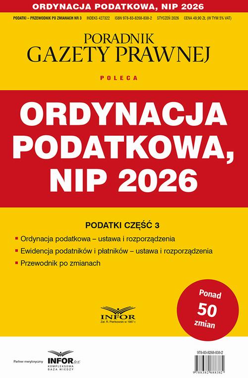 Ordynacja podatkowa, NIP 2026 — okładka e-booka