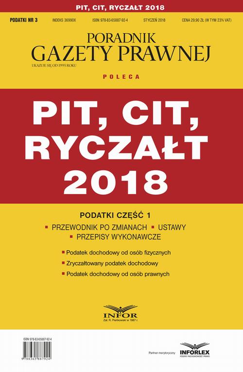 PIT, CIT, ryczałt 2018. Podatki część 1 — okładka e-booka