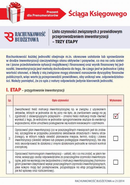 Ściąga Księgowego - Lista czynności związanych z prawidłowym przeprowadzeniem inwentaryzacji – TRZY ETAPY — okładka e-booka
