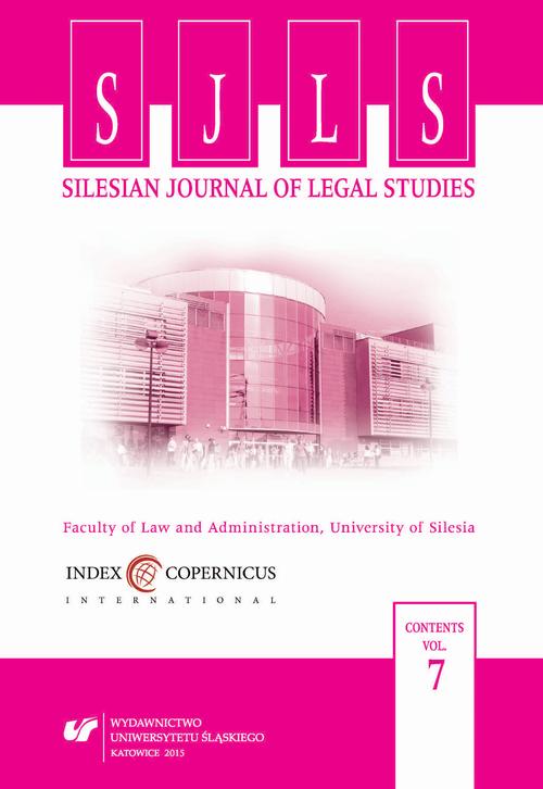 Silesian Journal of Legal Studies. Vol. 7 — okładka wydania