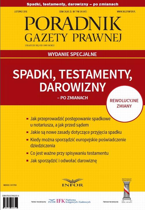 Spadki, testamenty, darowizny po zmianach — okładka e-booka