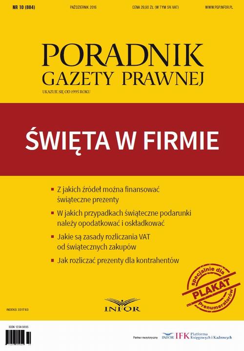 Tytuł: Święta w firmie
Autor: Infor Pl
Wydawnictwo: Infor
Formaty: PDF