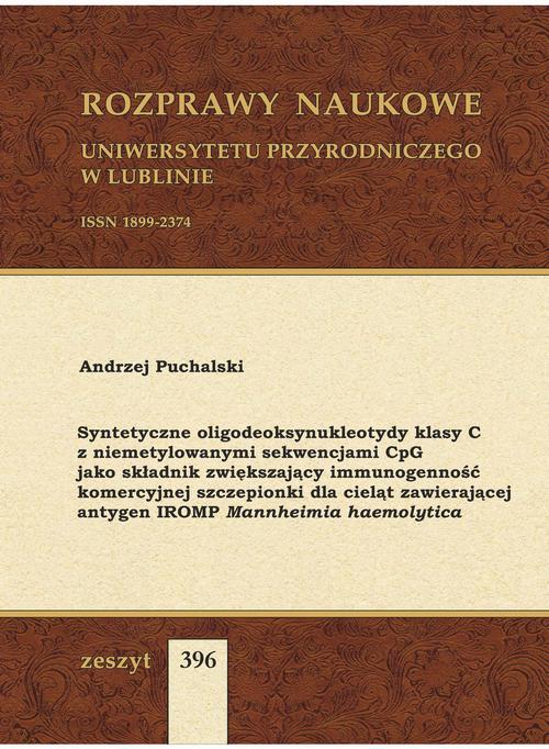 Tytuł: Syntetyczne oligodeoksynukleotydy klasy C z niemetylowanymi sekwencjami CpG jako składnik zwiększający immunogenność komercyjnej szczepionki dla cieląt zawierającej antygen IROMP Mannheimia haemolytica
Autor: Andrzej Puchalski
Wydawnictwo: Uniwersytet Przyrodniczy w Lublinie
Formaty: PDF