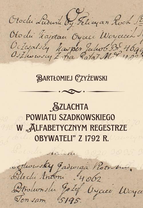 Szlachta powiatu szadkowskiego w “Alfabetycznym regestrze obywateli” z 1792 r. — okładka e-booka