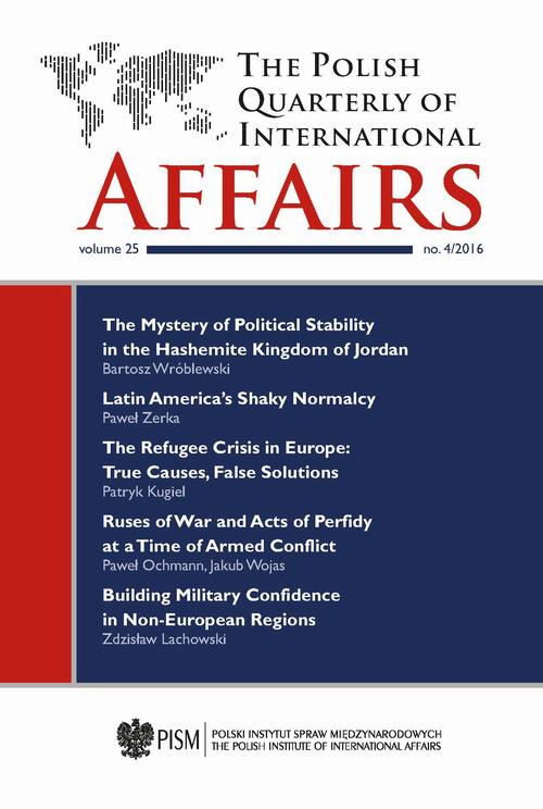 Tytuł: The Polish Quarterly of International Affairs 4/2016
Autor: Bartosz Wróblewski, Paweł Zerka, Patryk Kugiel, Paweł Ochmann, Jakub Wojas, Zdzisław Lachowski, Vinay Kaura, Michał Marcin Kobierecki, Marek Rohr-Garztecki
Wydawnictwo: Polski Instytut Spraw Międzynarodowych
Formaty: PDF