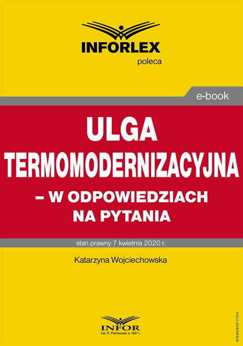 Ulga termomodernizacyjna – w odpowiedziach na pytania — okładka e-booka
