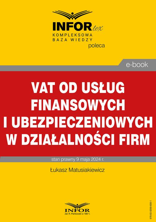 VAT od usług finansowych i ubezpieczeniowych w działalności firm — okładka e-booka