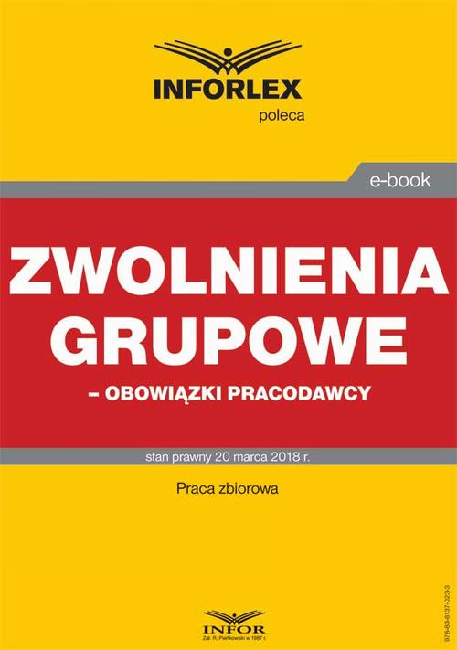 Zwolnienia grupowe – obowiązki pracodawcy — okładka e-booka